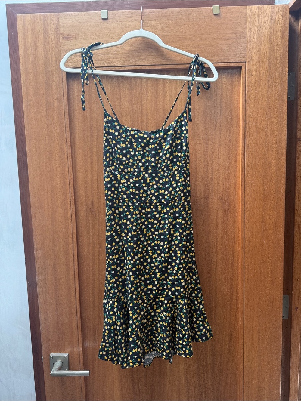 wild fable Black lemon print Tie-Shoulder Midi Dress